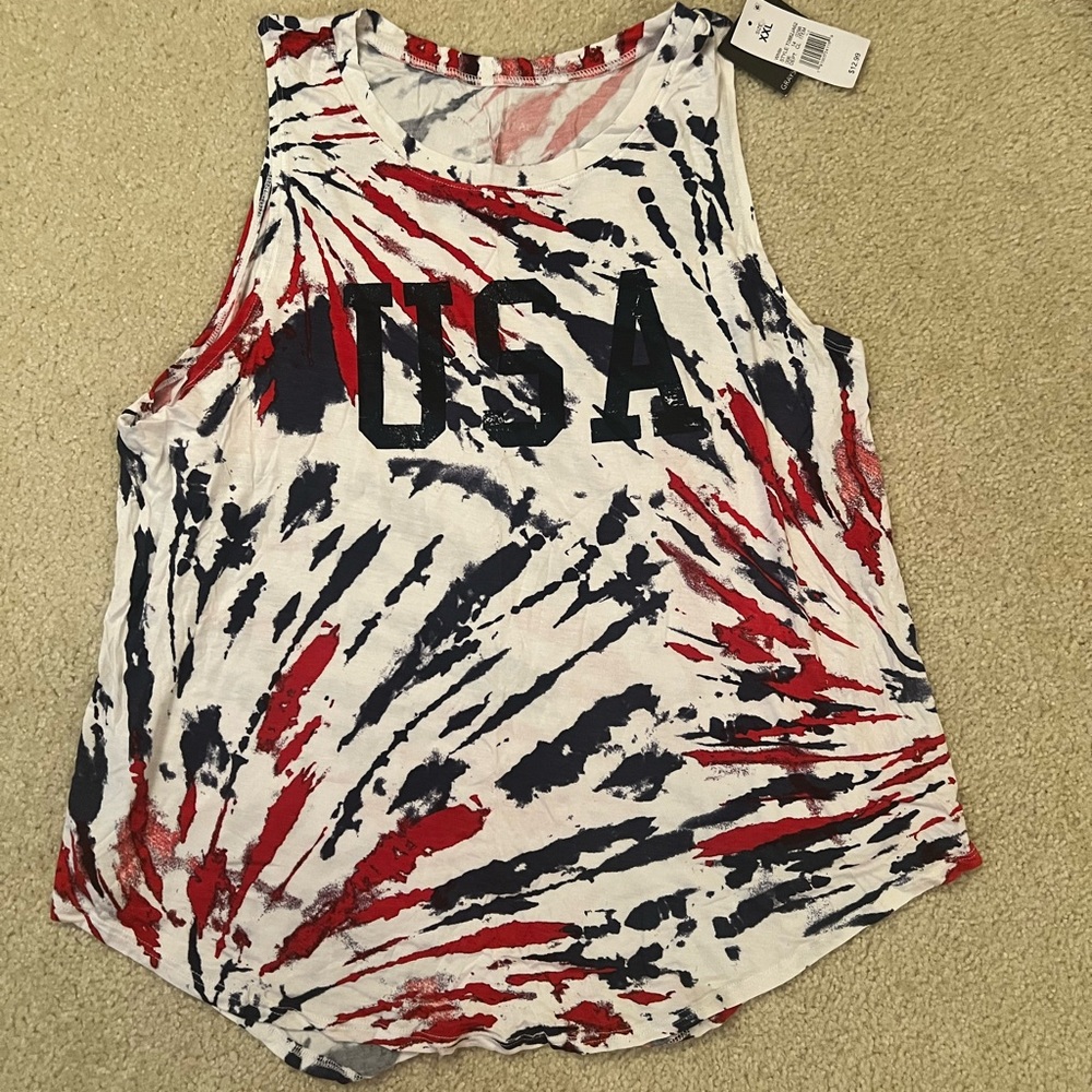 Grayson Threads Red and Blue Tie-Dye Muscle Tee